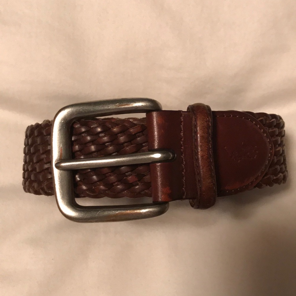 Men’s Polo Leather Belt, Brown Braid